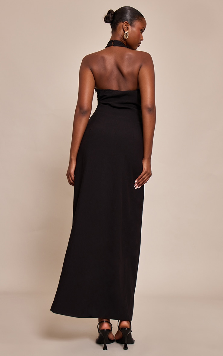 Black Tailored Halterneck Sleeveless Maxi Dress image 2