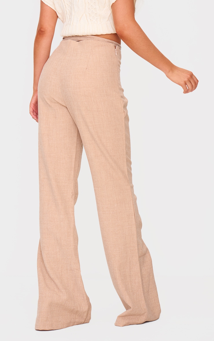 PLT Label Taupe Tie Waist Trousers image 3