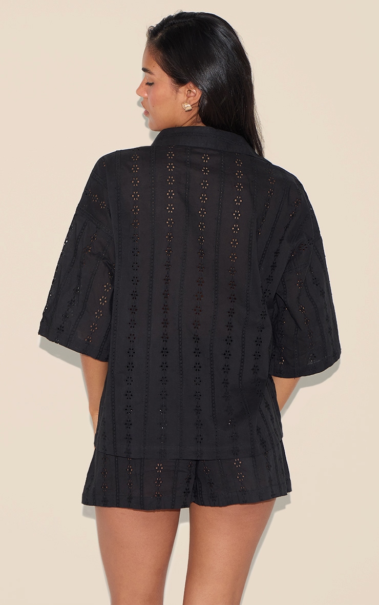 Black Broderie Boxy Shirt image 2