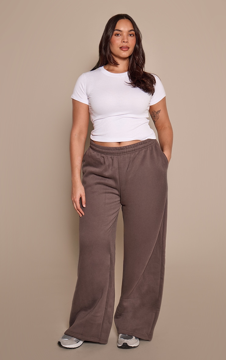 Plus Charcoal Cotton Fleece Straight Leg Sweatpants image 1