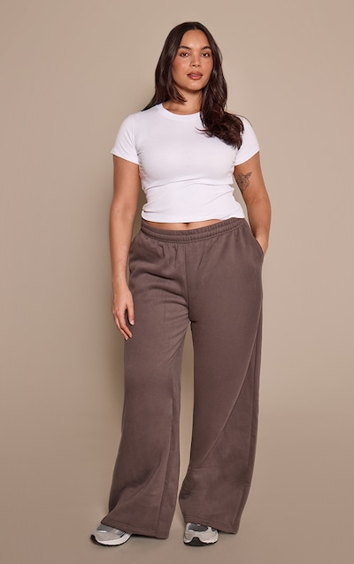 Plus Charcoal Cotton Fleece Straight Leg Sweatpants