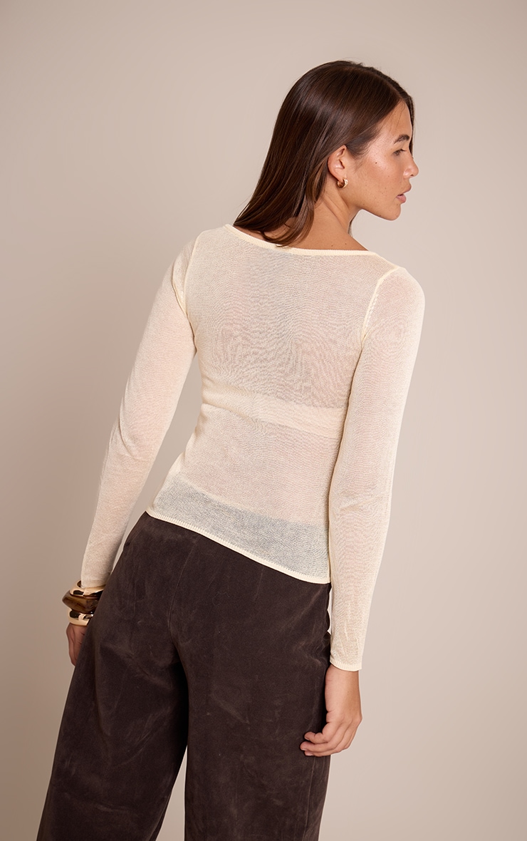 Butter Cream Sheer Knit Long Sleeve Top image 2