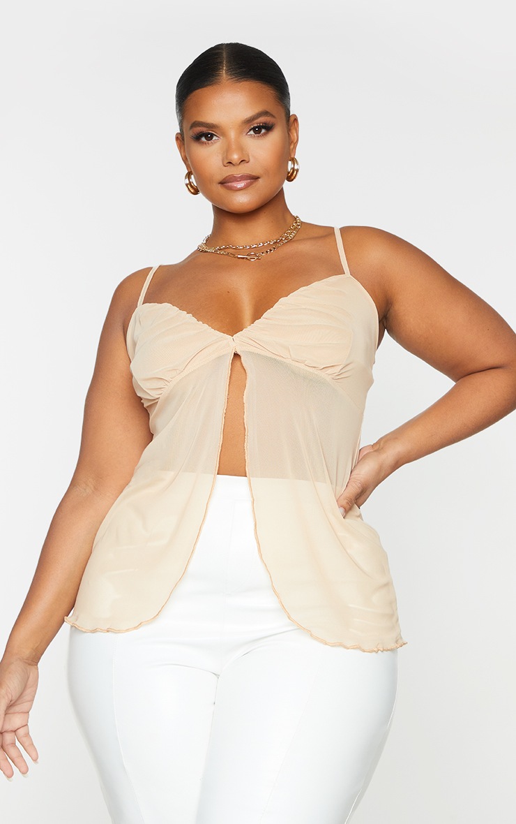 PLT Plus - Top marron clair en mesh rembourré