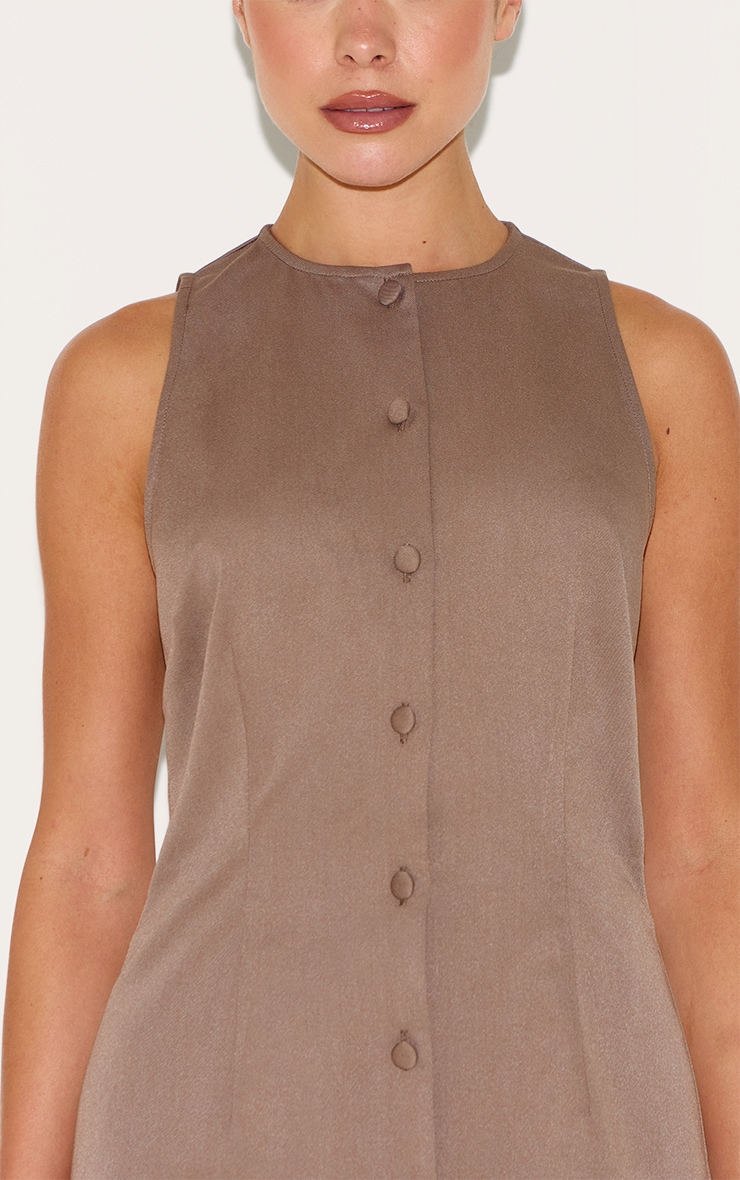 Mushroom Woven Full Button Down A Line Skort Playsuit image 4