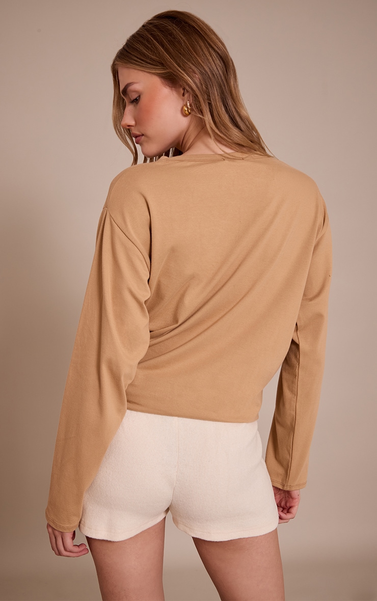 Cream Thick Brushed Rib Hot Pant image 3