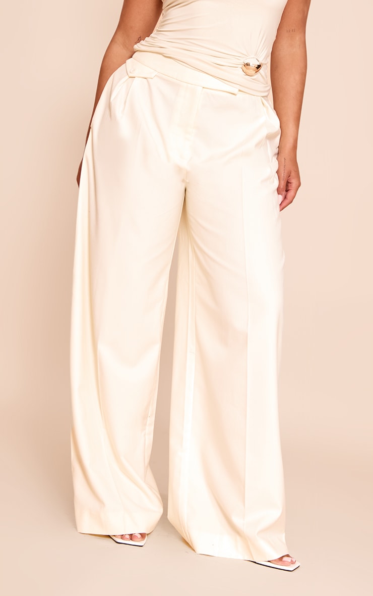 Shape Pantalon de tailleur large crème au beurre à plissures image 2