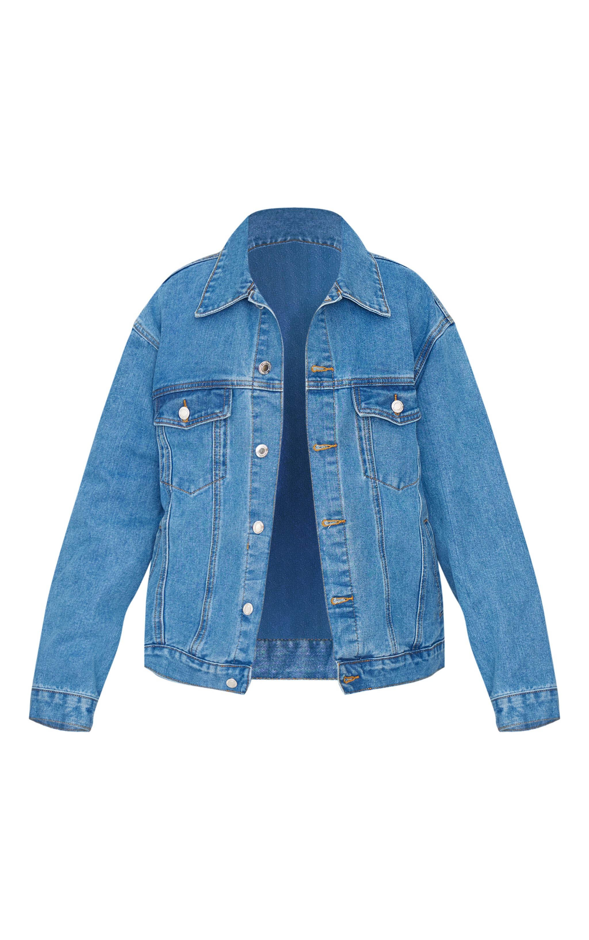 Mid Blue Wash Oversized Boyfriend Denim Jacket image 5