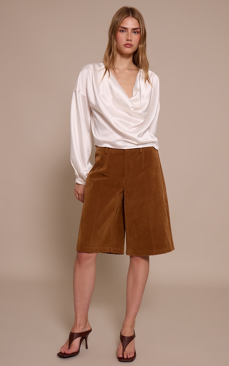 White Satin Long Sleeve Blouse image 3