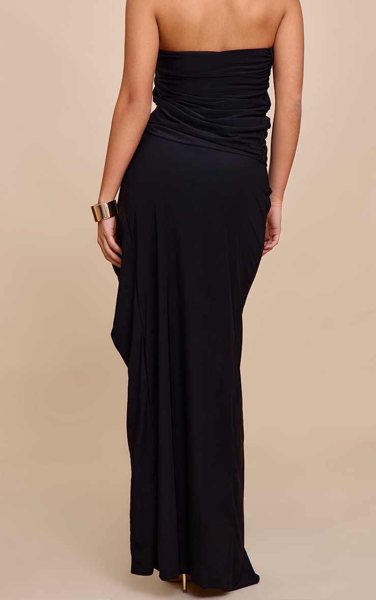 Black Double Layer Bandeau Trim Detail Maxi Skirt image 3