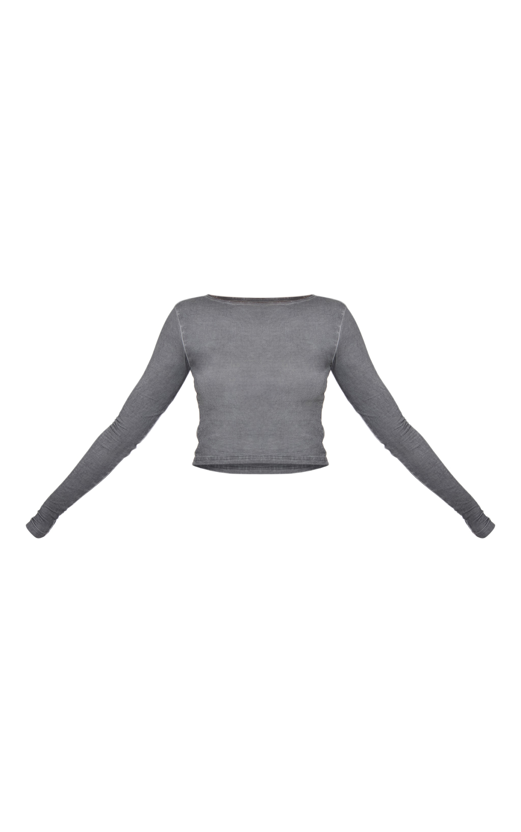 Washed Charcoal Premium Fitted Long Sleeve T Shirt image 5