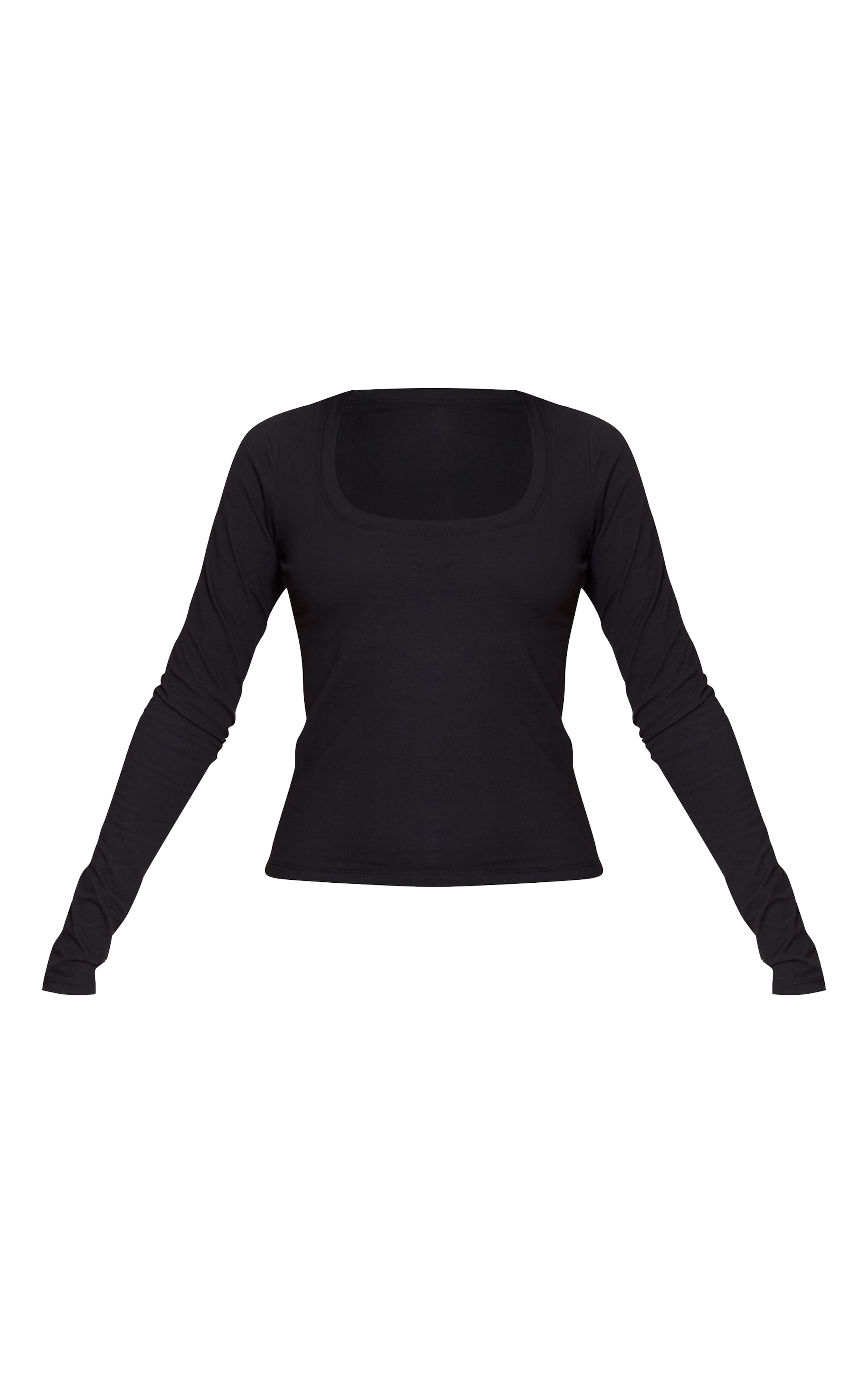  Black Soft Cotton Crew Neck Long Sleeve Top image 5