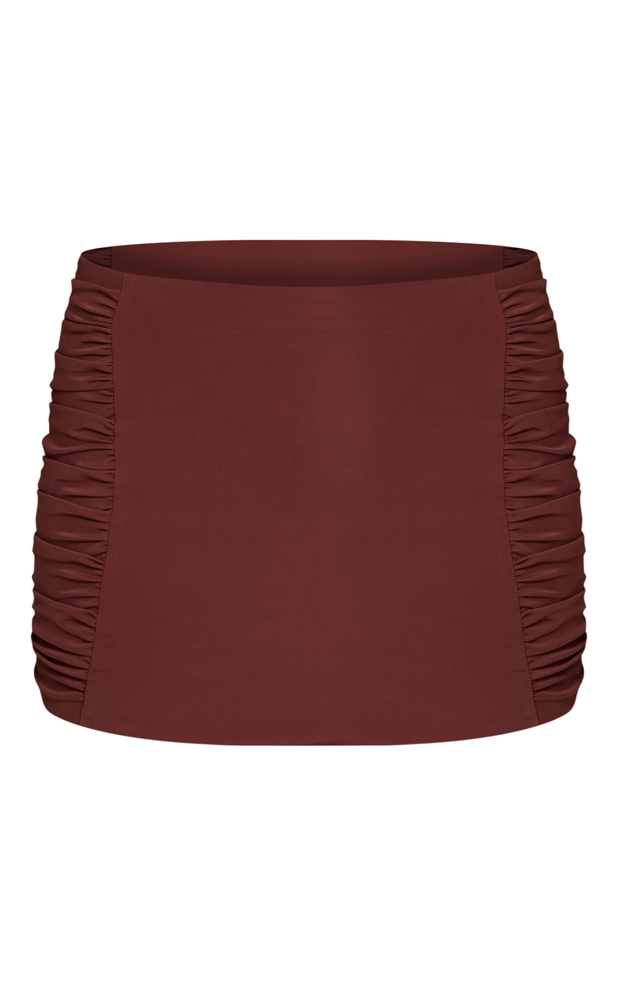 Mini-jupe moulante douce chocolat froncée sur les côtés image 6