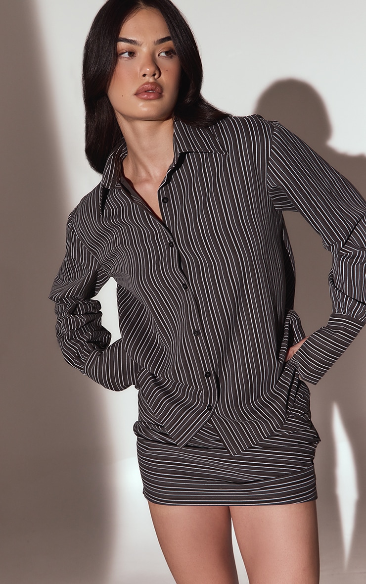 Black Asymmetric Stripe Skirt  image 2