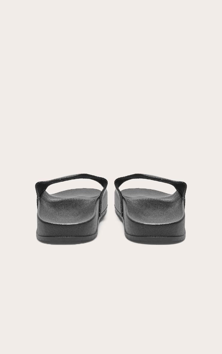 PRETTYLITTLETHING Black Slogan Sliders image 4
