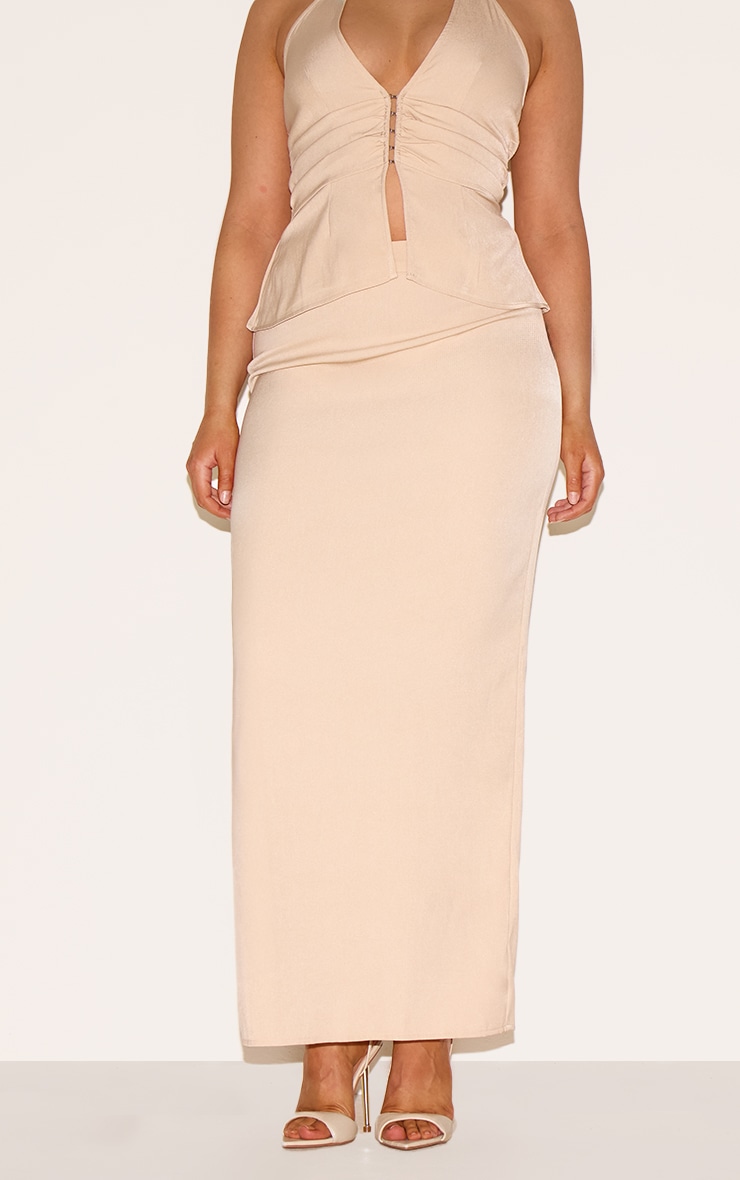 Shape Jupe de tailleur longue tissée gris pierre clair à taille haute image 2