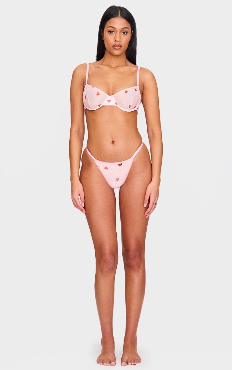 Pink Mesh Heart Thong image 3