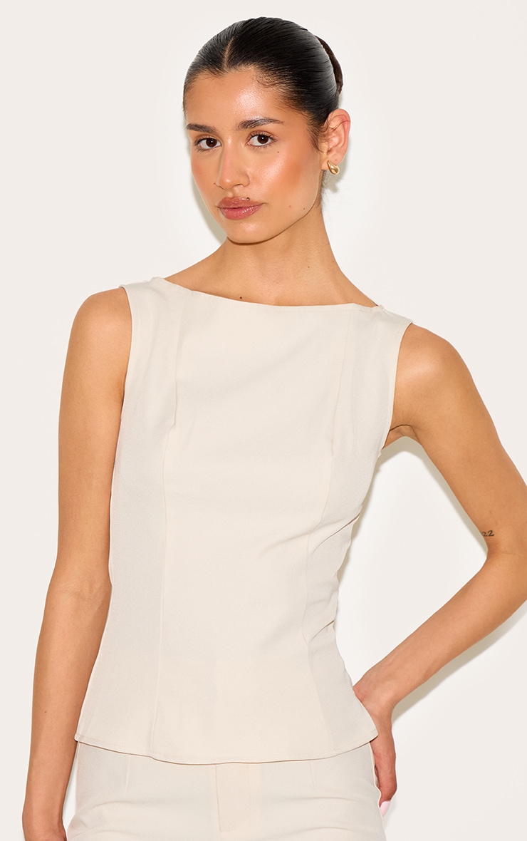 Tall Nude Cinched Sleeveless Woven Top image 4
