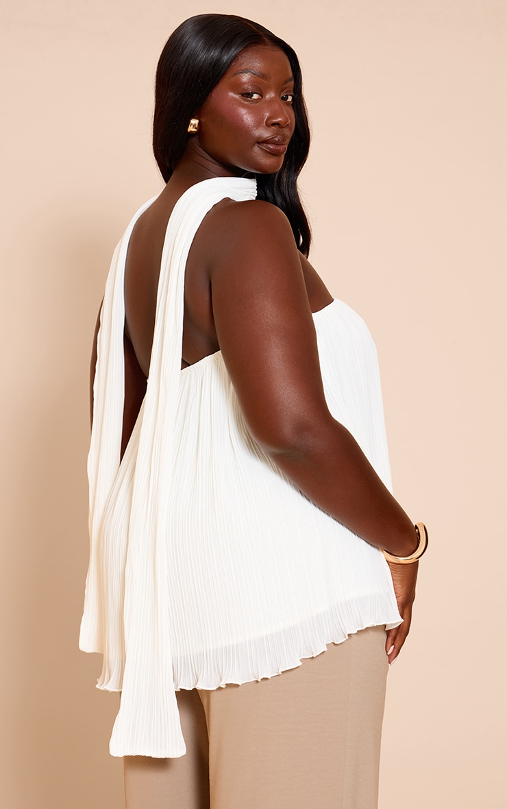 Plus White Chiffon Bandeau Neck Scarf Detail Long Top image 2