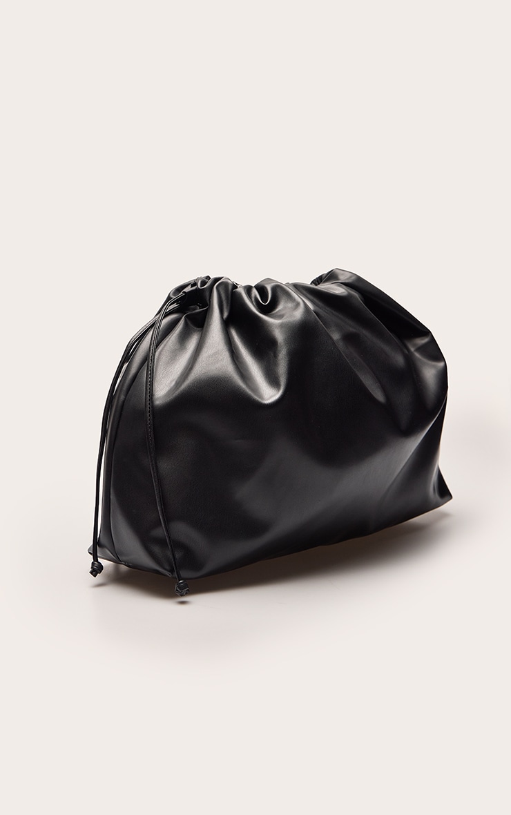 Black PU Oversized Pouch Clutch Bag image 3