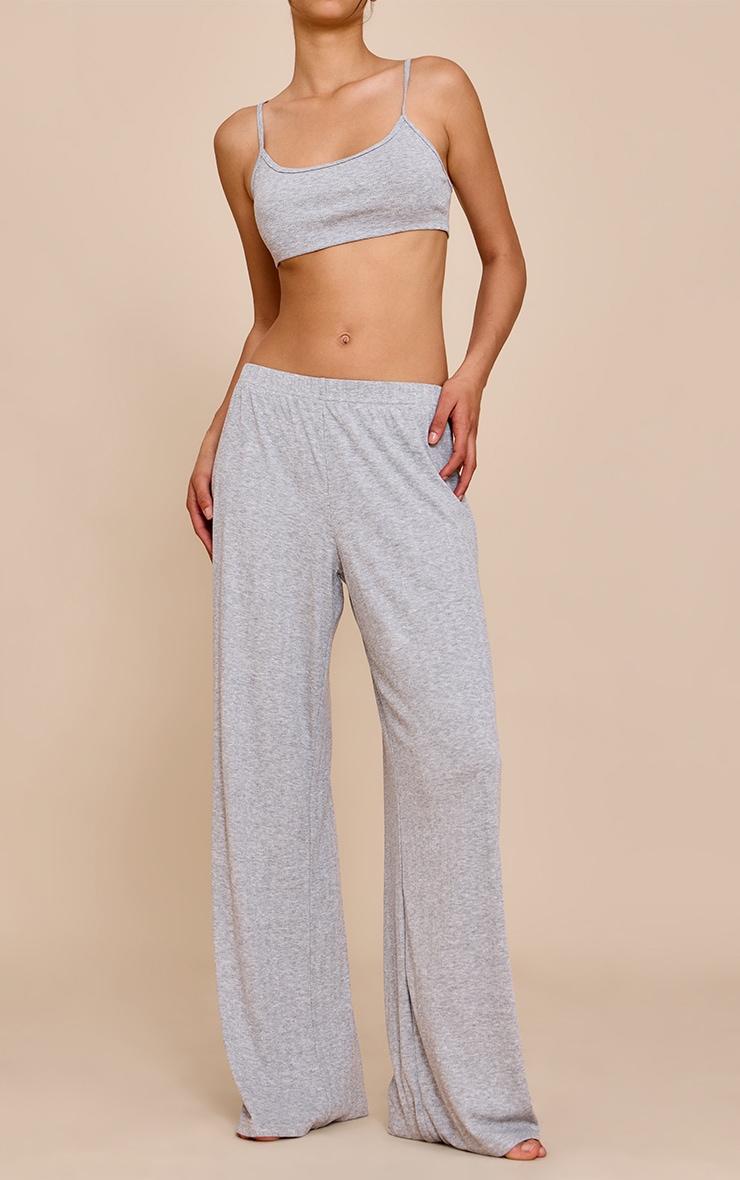 Grey Marl Pointelle Pj Pants image 2