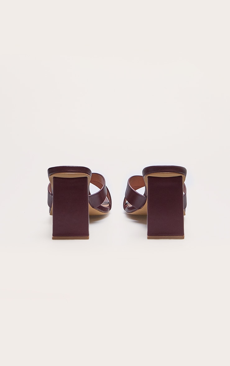 Mules en PU bordeaux à talon carré et brides croisées image 3