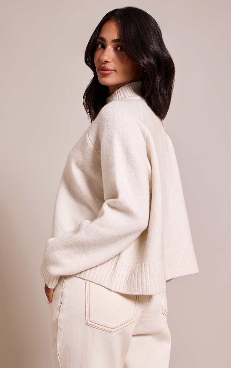 Petite Cream Knit Turtleneck Sweater image 2