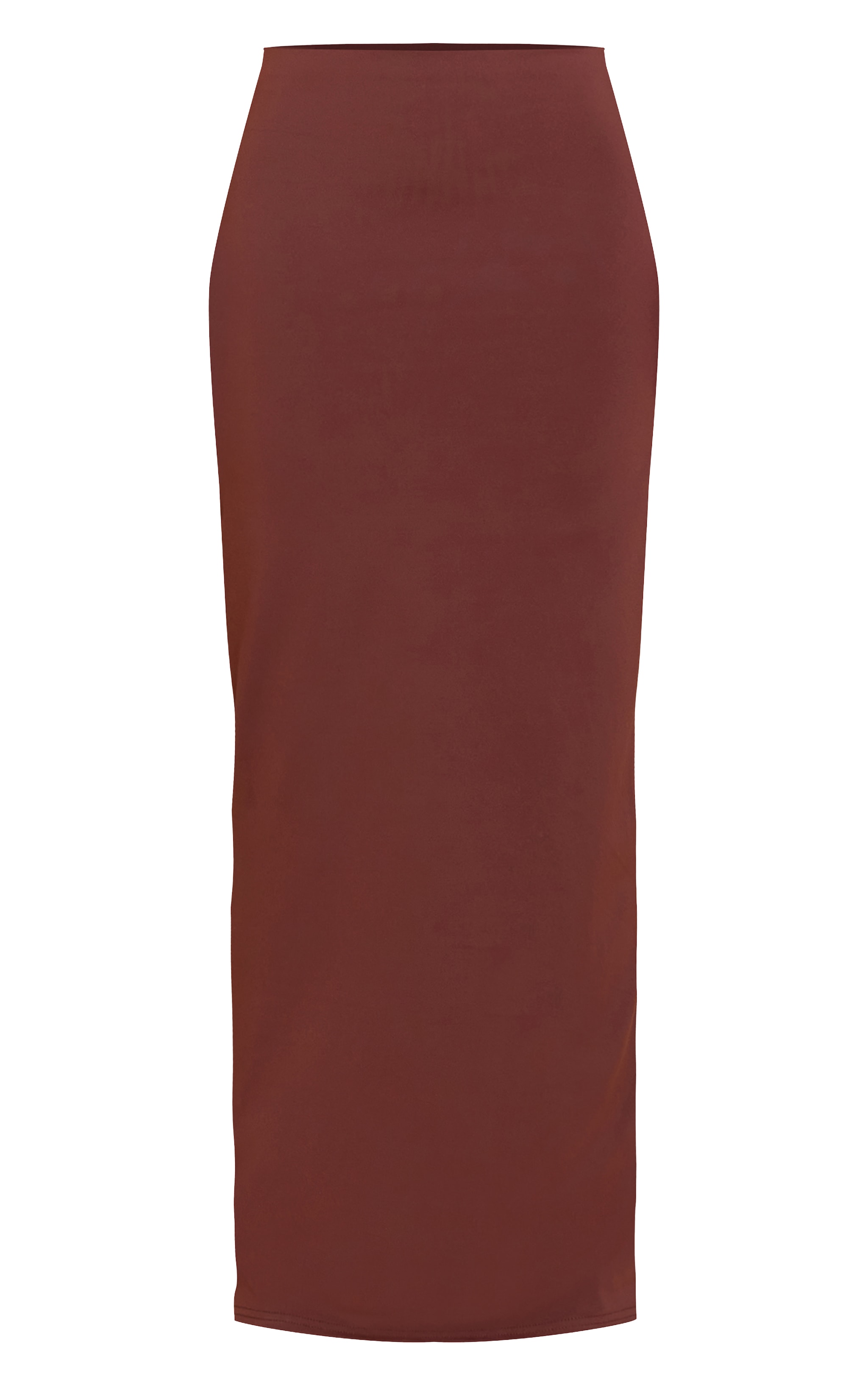 Chocolate Brown Matte Sculpt Mid Rise Maxi Skirt image 5