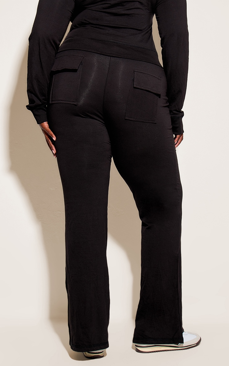 Plus Black Low Rise Skinny Flare Pants image 3
