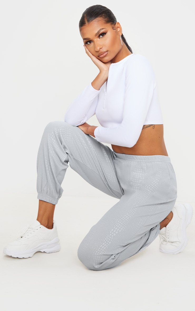 Grey Croc Embossed Joggers