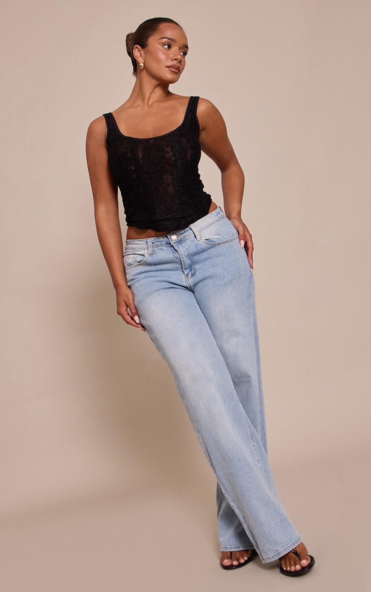 Shape BLACK LACE SQUARE NECK LONGLINE CORSET TOP image 3