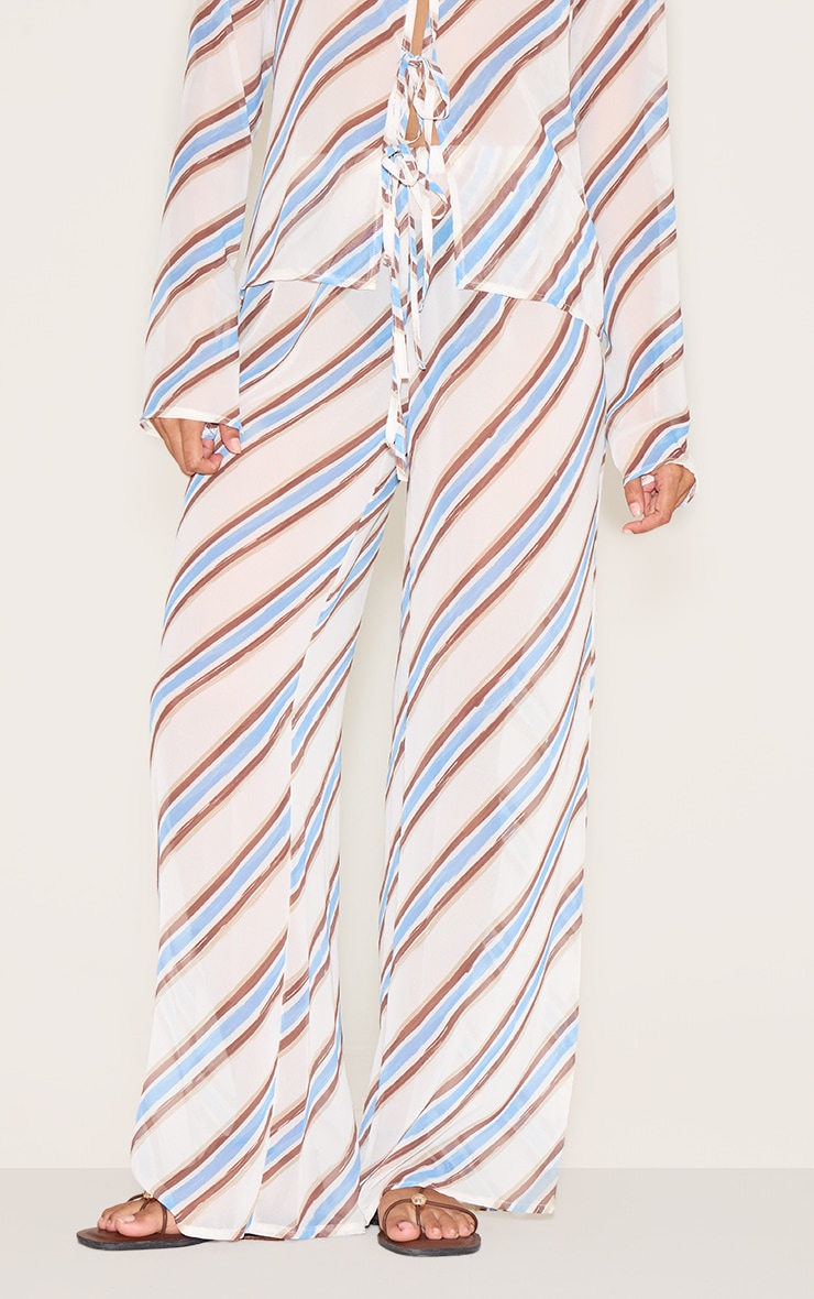 Blue Stripe Drawstring Floaty Pants image 2