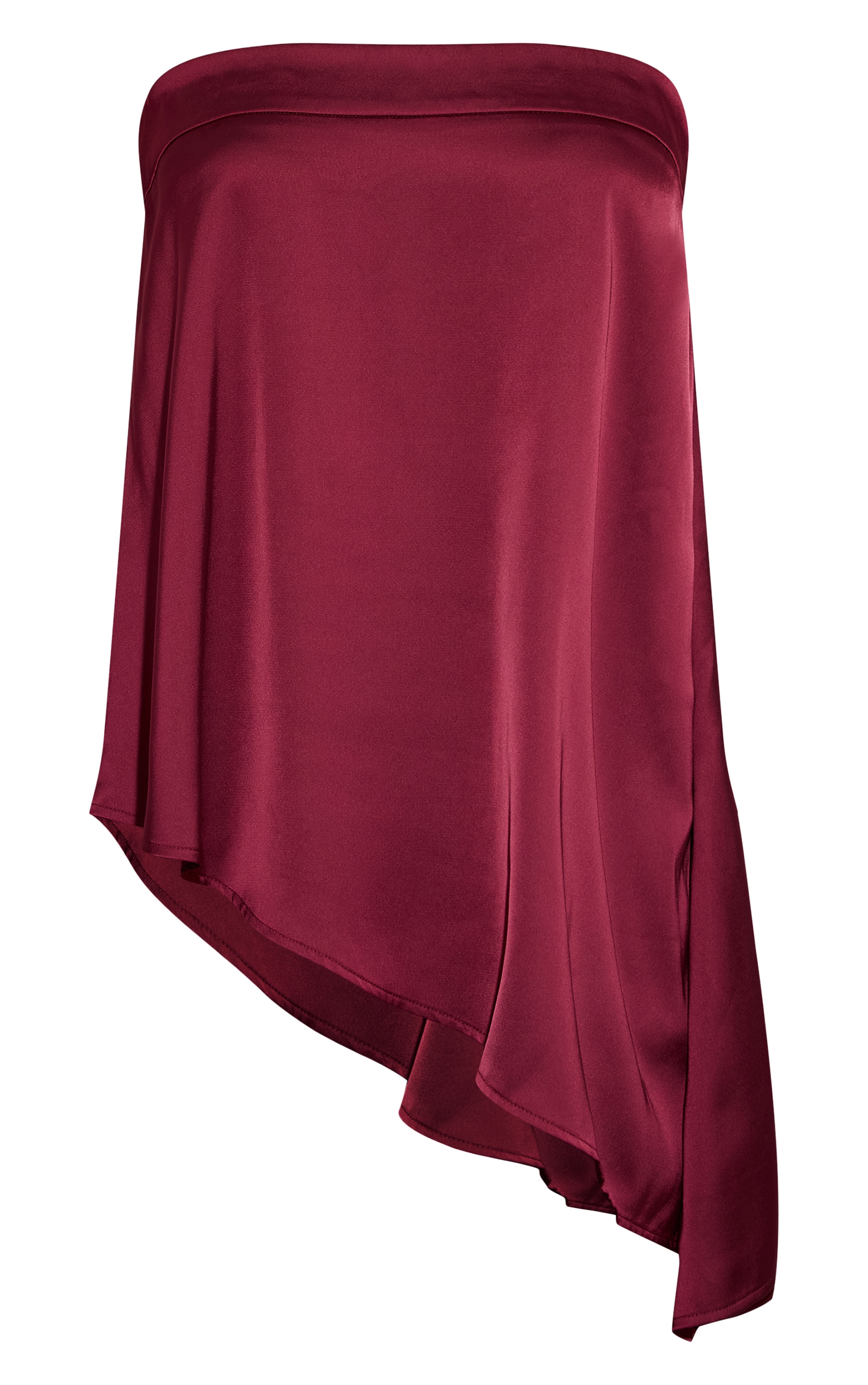 Plum Satin Bandeau Asymmetric Hem Floaty Long Top image 5