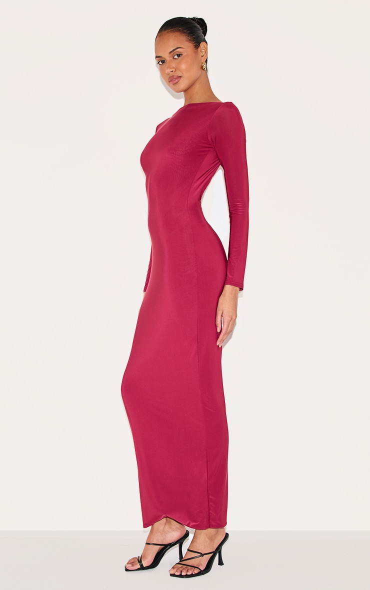 Robe longue moulante doublée rouge vin image 3