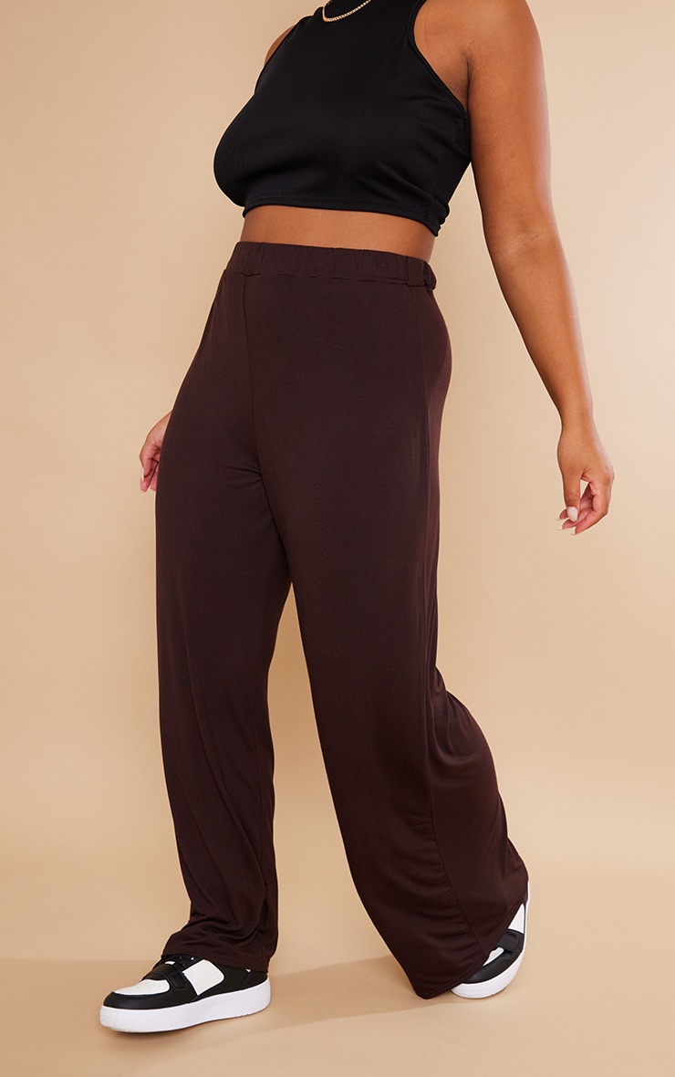 Plus Chocolate Jersey Wide Leg Pants image 2