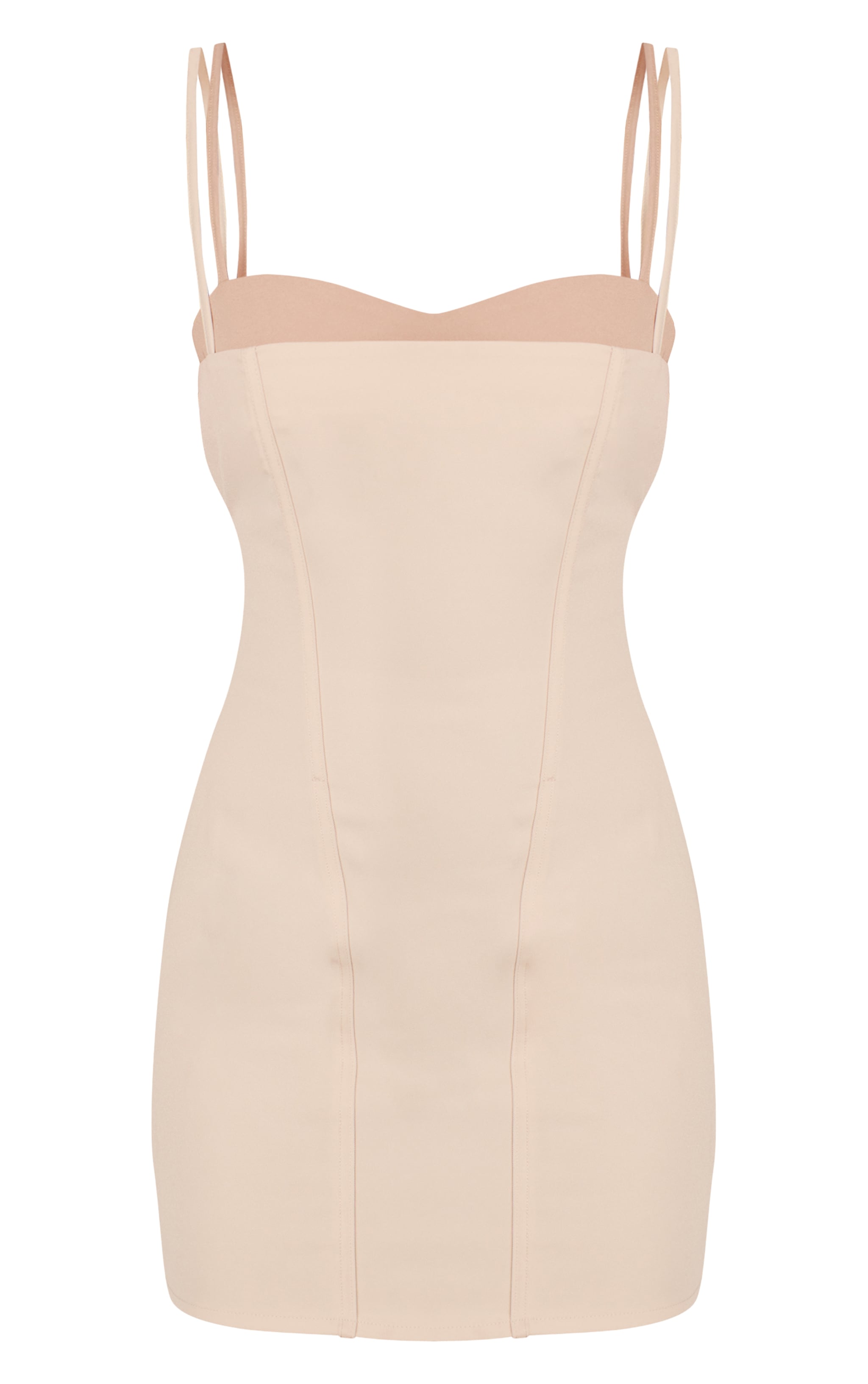 Cream Woven Boning Detail Mini Dress image 5