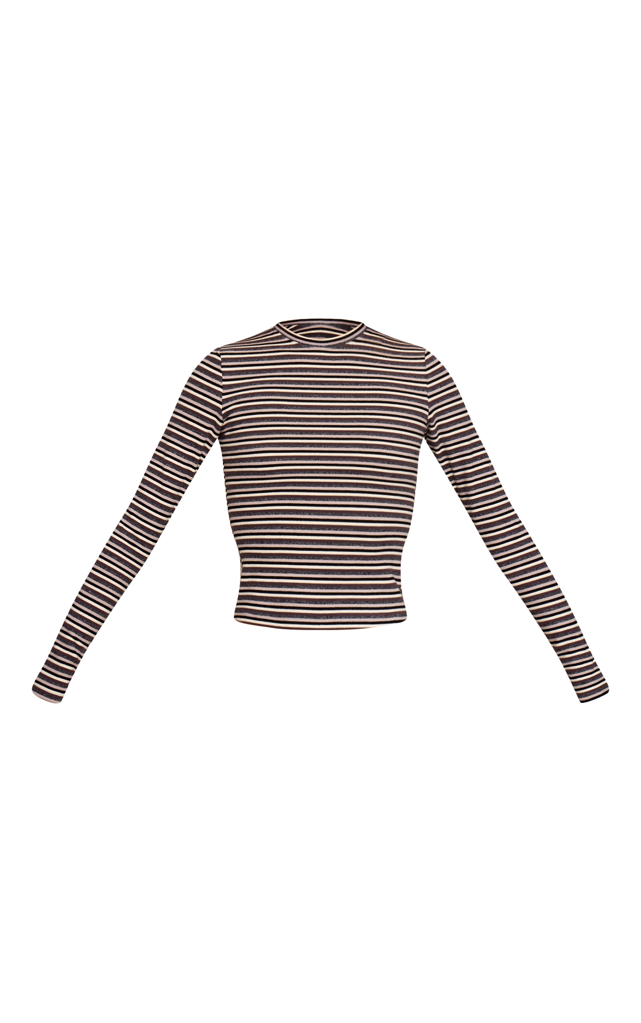 Grey Striped Soft Fleece Long Sleeve Top image 5