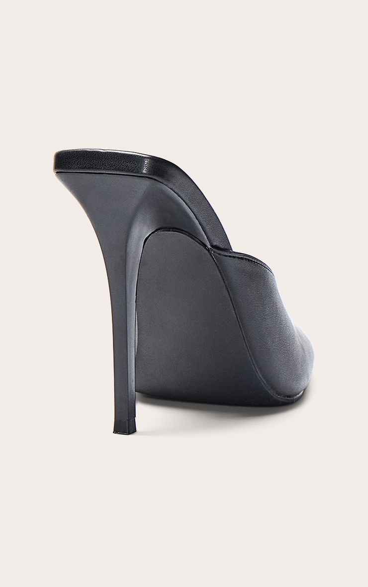 Black Peep Toe High Heeled Mules image 4