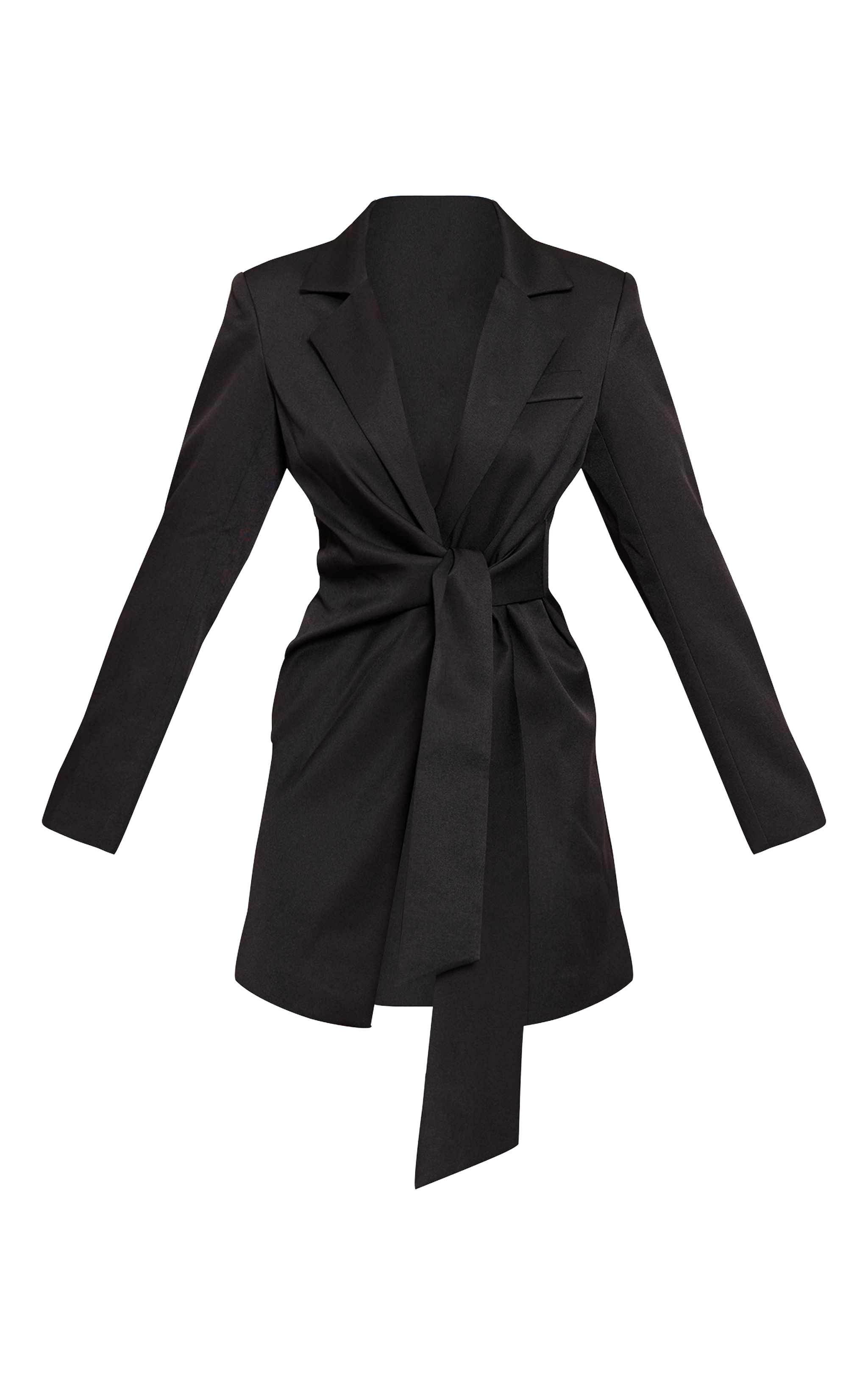 Black Woven Blazer Side Tie Mini Dress image 5
