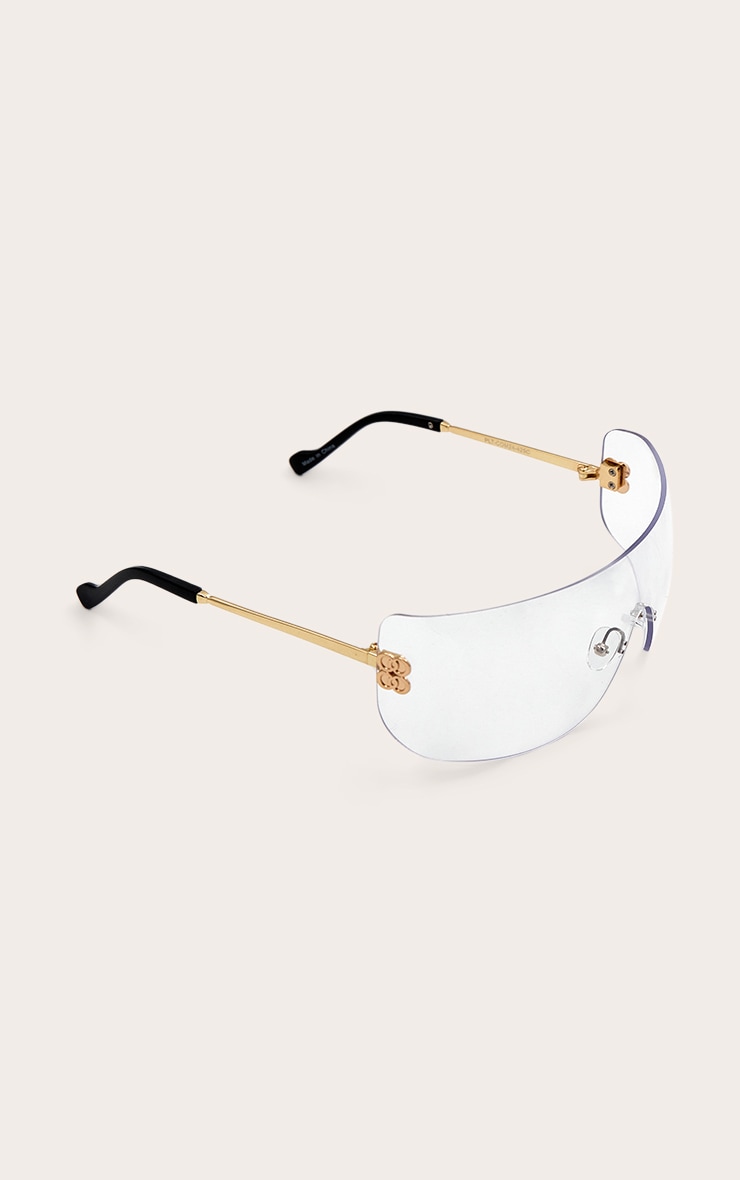 Clear Iridescent Wrap Around Oversized Visor Sunglasses image 3