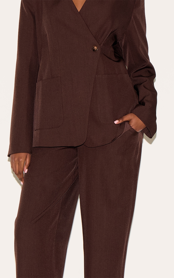 Dark Brown Tailored Woven Mid Rise Pants image 4