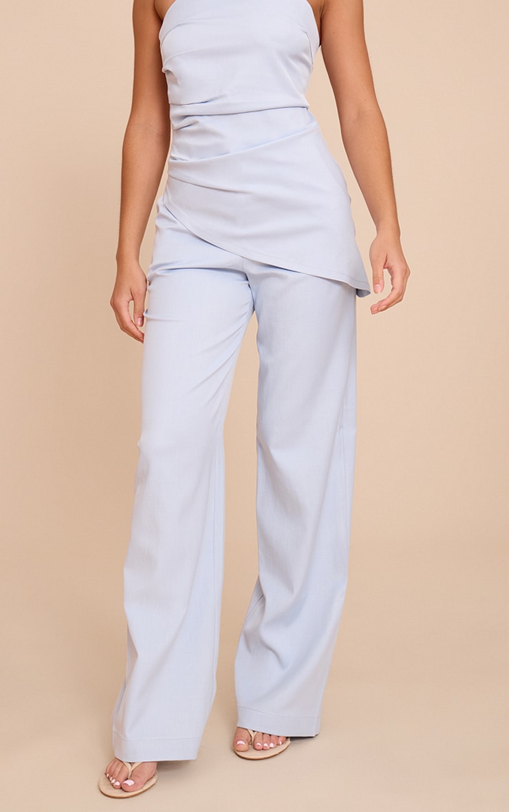Powder Blue Tailored Woven Wide Leg Pants image 2