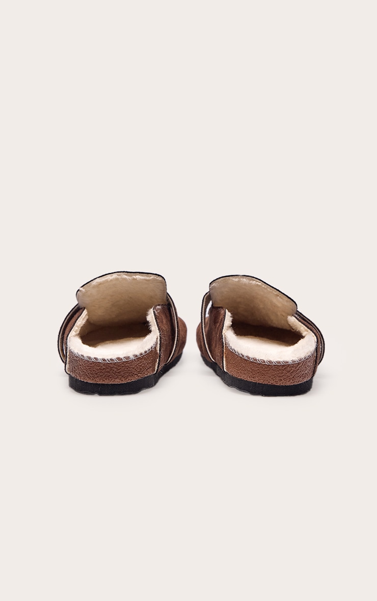 Chocolate Faux Suede Faux Fur Lined Mule image 4