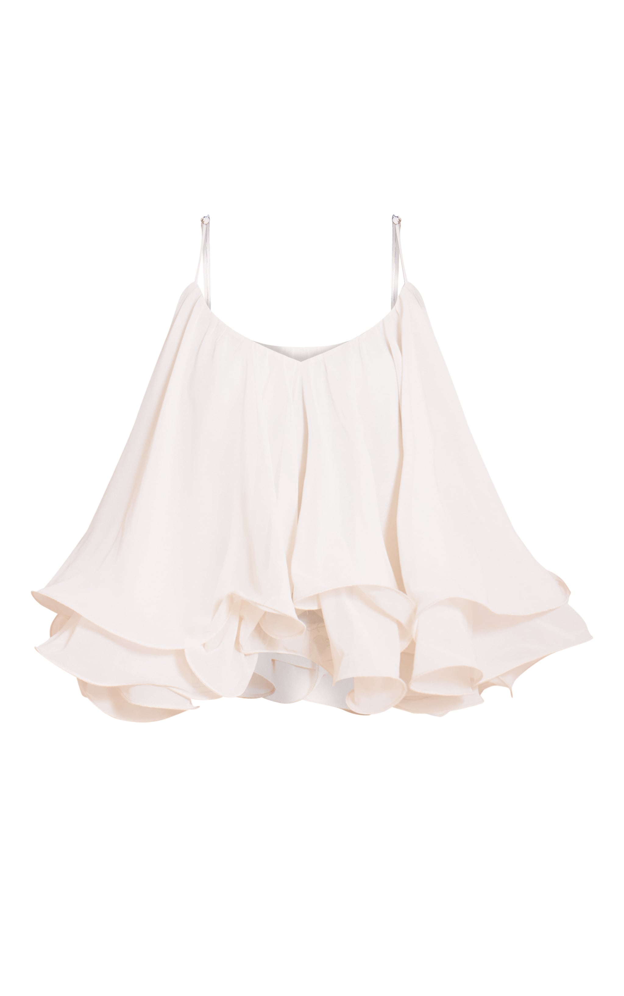 Petite Top bouffant en mousseline de soie crème à étages image 5