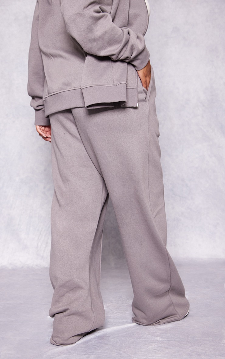 Plus Charcoal Seam Detail Mid Rise Straight Leg Sweatpants image 3