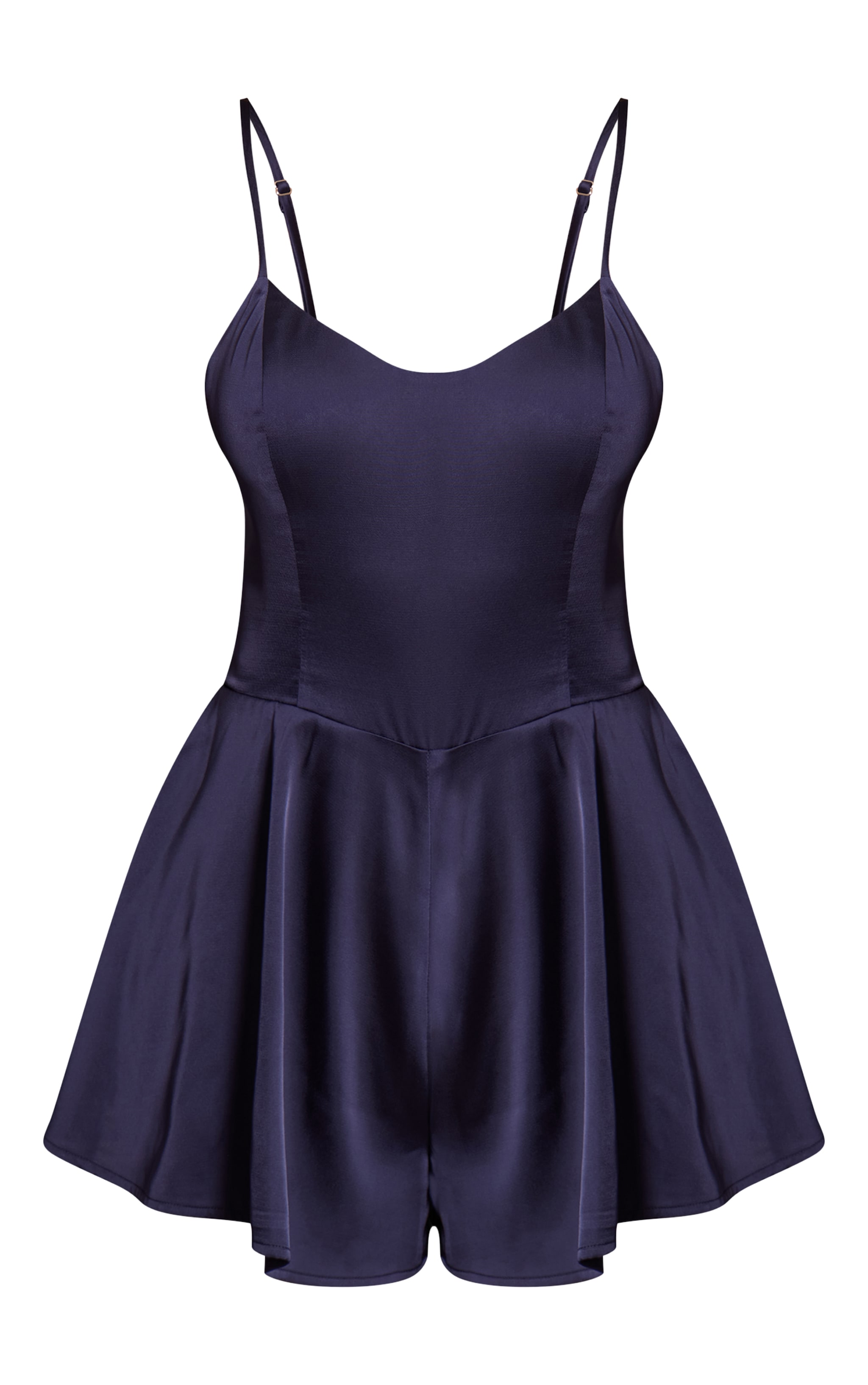 Navy Satin Spaghetti Strap Romper image 5