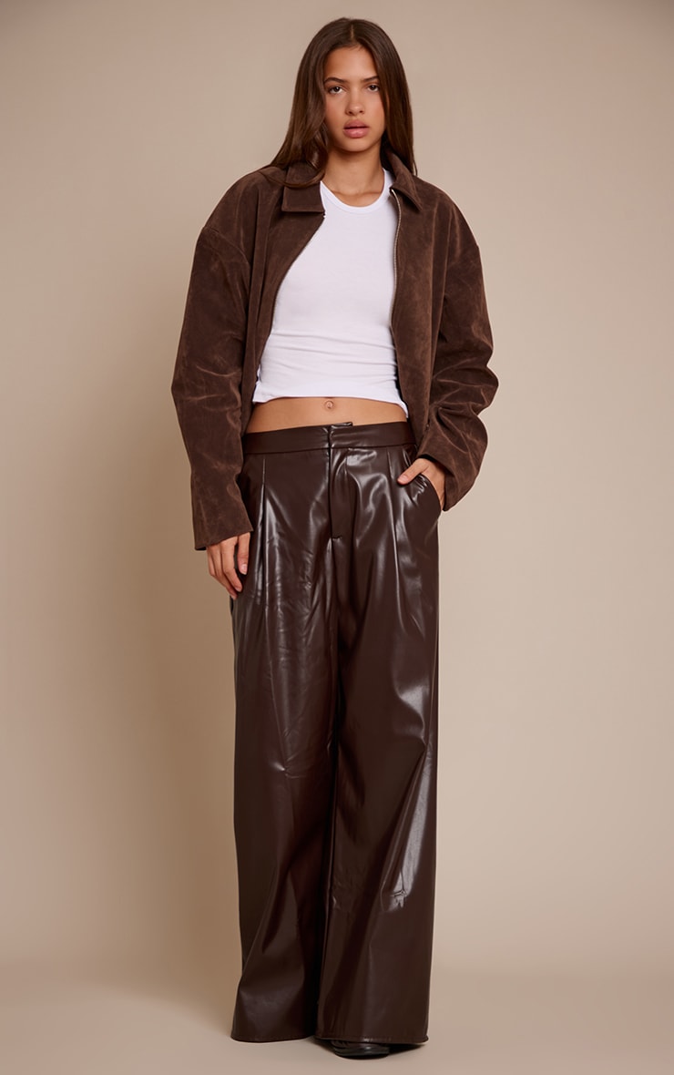Chocolate Pleated Faux Leather Pants