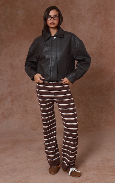 Chocolate Striped Knitted Trousers