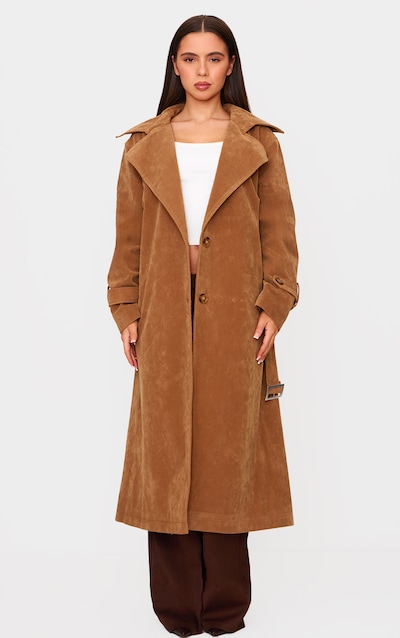Petite Trench en suédine camel à détail ceinture