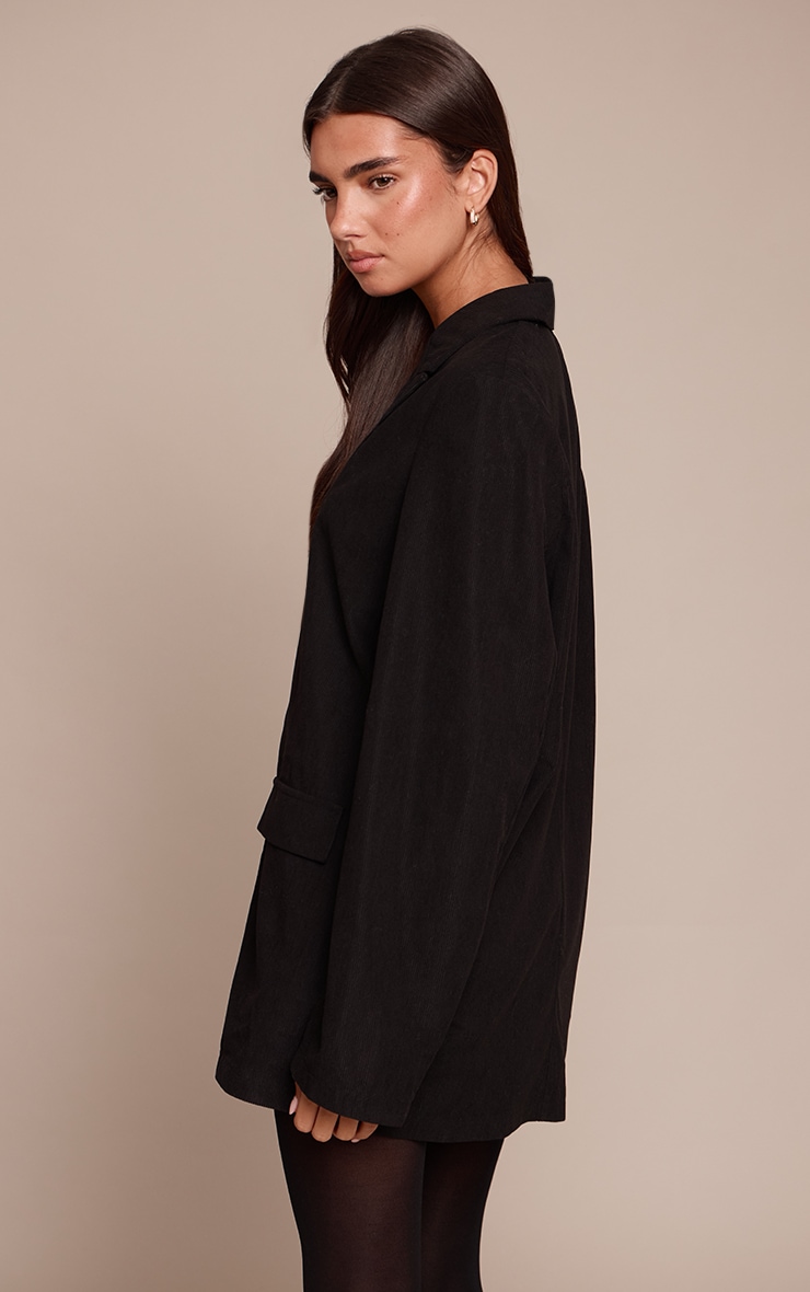 Black Woven Button Down Long Sleeve Blazer Dress image 2