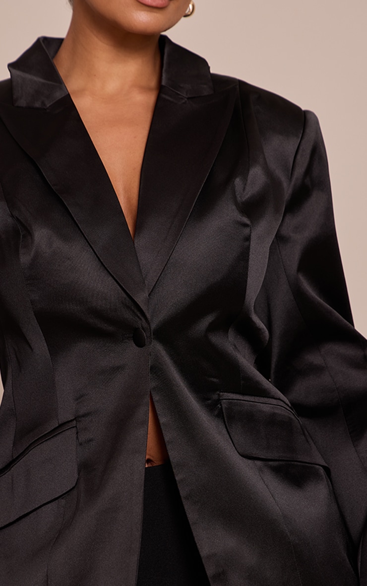 Shape Black Satin Fitted Blazer image 4